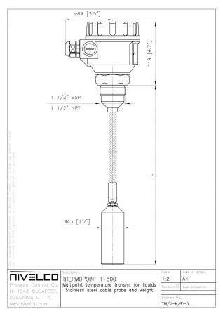 Датчик температуры THERMOPOINT TMK-57D-4 для жидких веществ